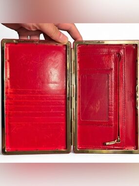 ABAS  Made In the USA Full Frame Handcrafted Red Leather clutch